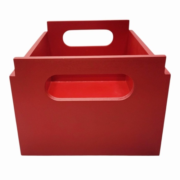 Vintage Mrs. Fields Red Wooden Crate Tote Store Display Cookie Logo Box - Picture 2 of 5